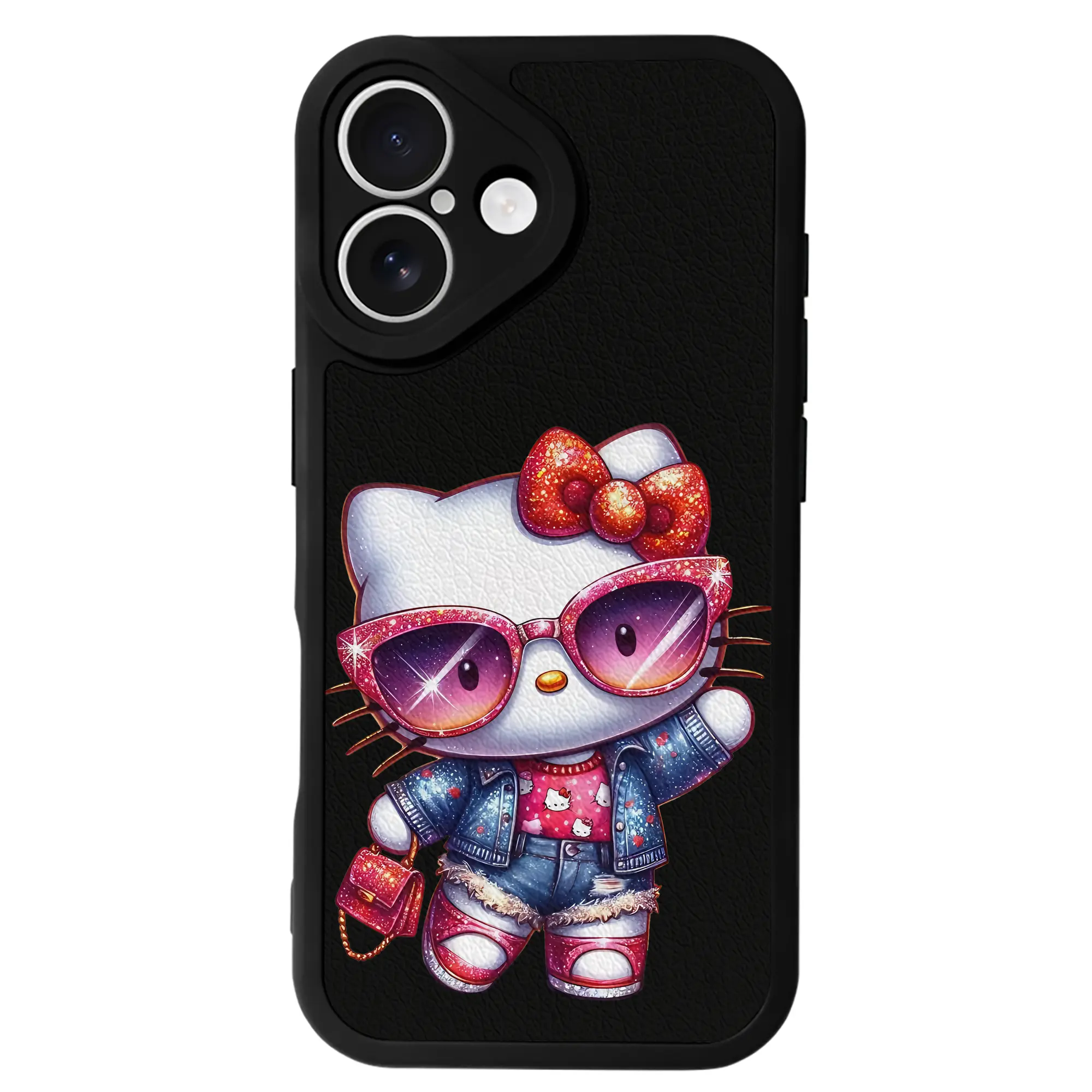 サンリオ グッズ,ハローキティ - IPhone 16シリーズ対応 ・ シリコンスマホケース ・ レザー調 ・ 高精度フィット ・ 耐衝撃 ・ ワイヤレス充電対応 ・ 精密カット